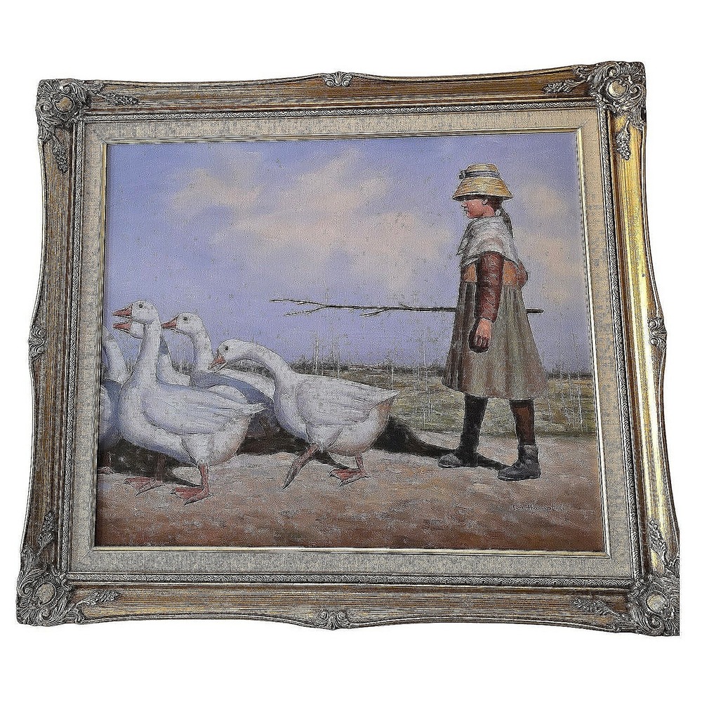 Vintage W. Hampton Oil Painting "To‎ Pastures New" After Sir James Guthrie